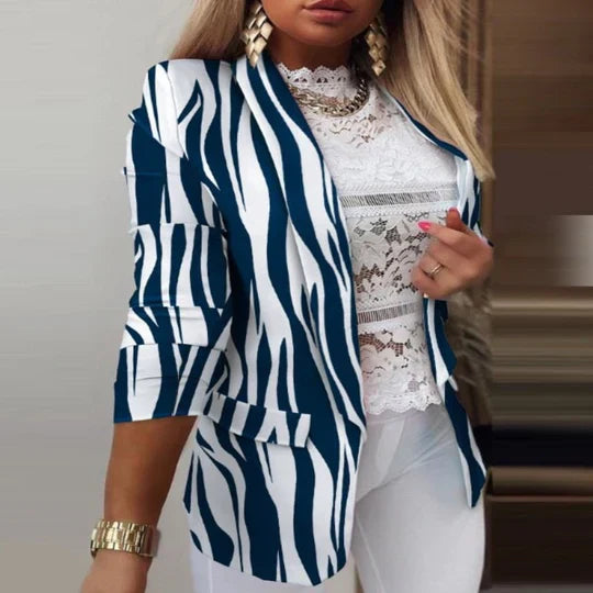 Women's tie-dye blazer long sleeve elegant polished fit bold colorful pattern easy care