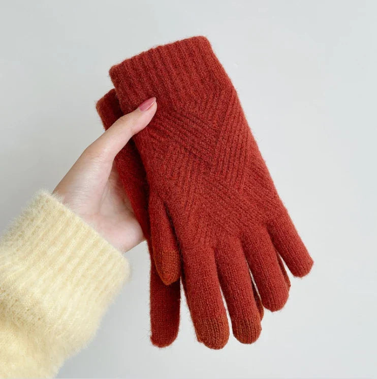 Unisex diamond knit cashmere blend gloves touchscreen fingertips double layer ultra soft winter warmth