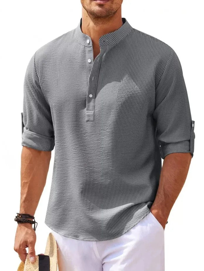 Markus men's elegant white summer shirt relaxed fit breathable fabric smart casual formal