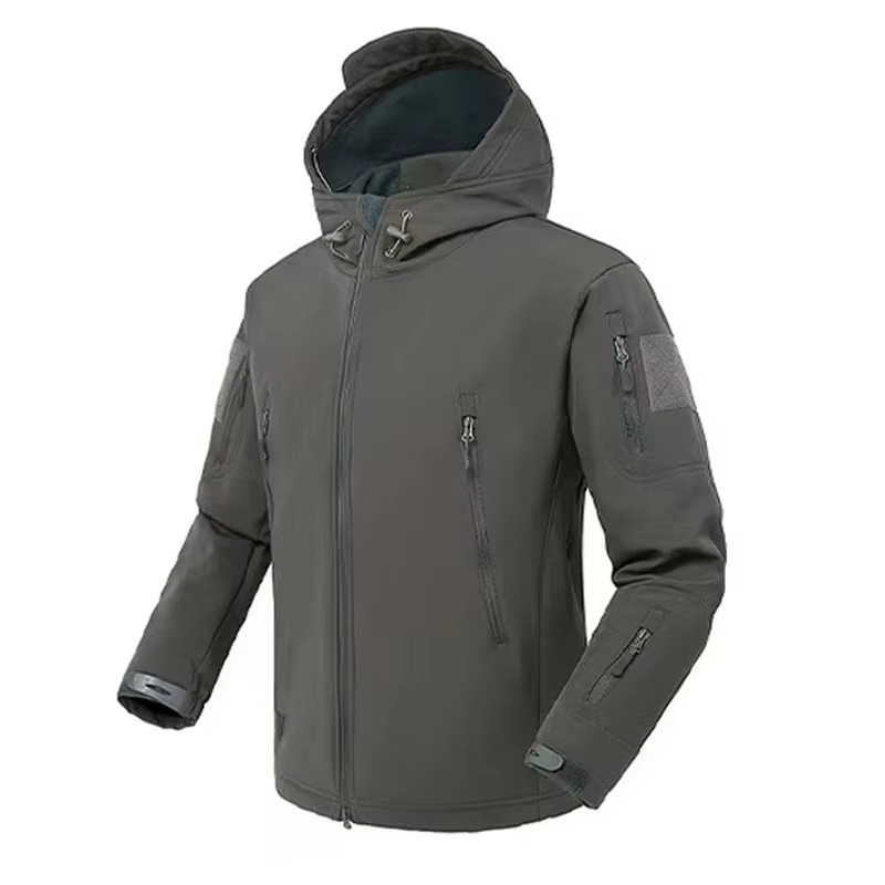 Men's waterproof softshell fleece hiking jacket, windproof with microfleece interior for outdoor adventures
