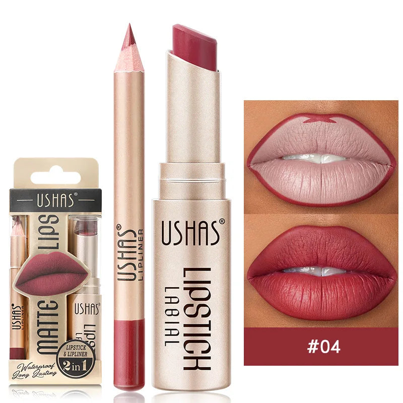 BE x Ushas matte lipstick lip liner duo bold long-lasting defined pout 2-in-1 formula