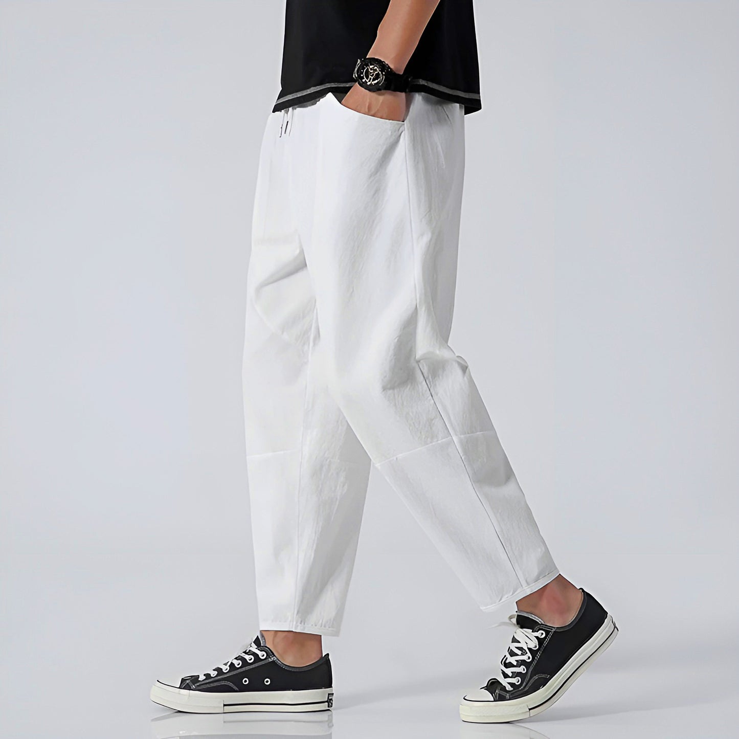 Cameron men's cropped relaxed fit casual pants urban streetwear style with above-ankle length