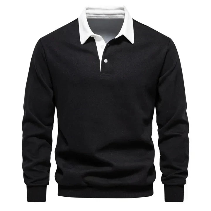Men's long sleeve polo shirt classic fit sustainable comfortable timeless Björn style easy care