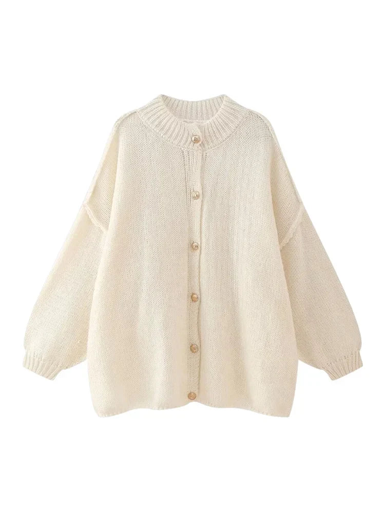 Women's oversized button-down cardigan cozy relaxed fit versatile layering essential