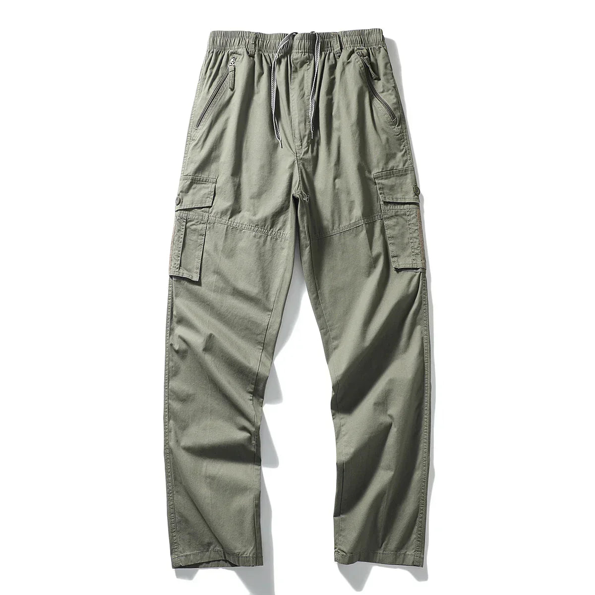 Relaxed-fit organic cotton cargo pants in neutral tone with multiple functional pockets for everyday comfort