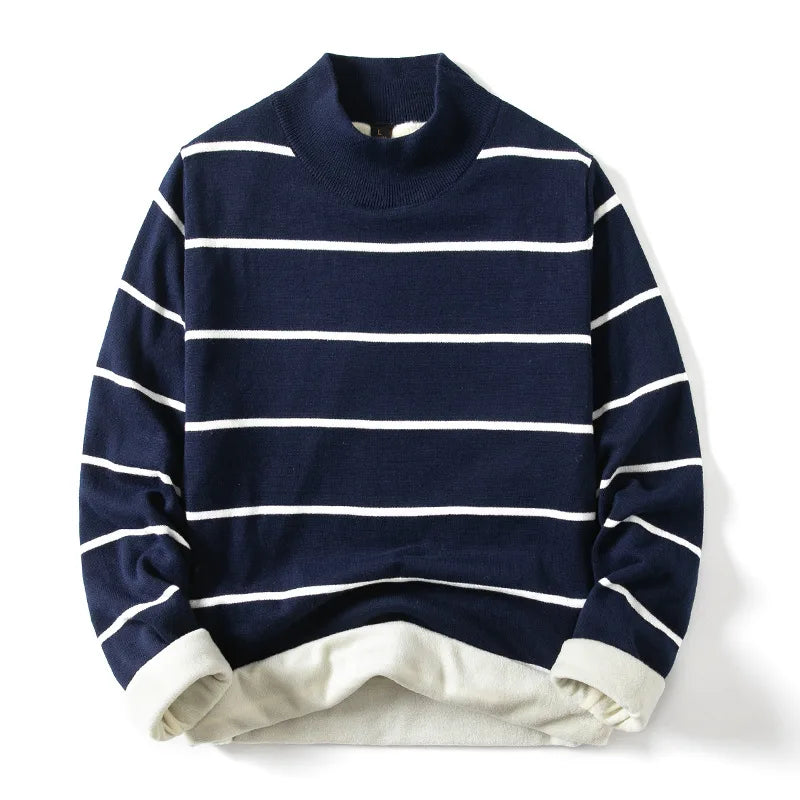 Women's striped knit pullover, soft cozy knitwear with classic horizontal stripes for versatile everyday style