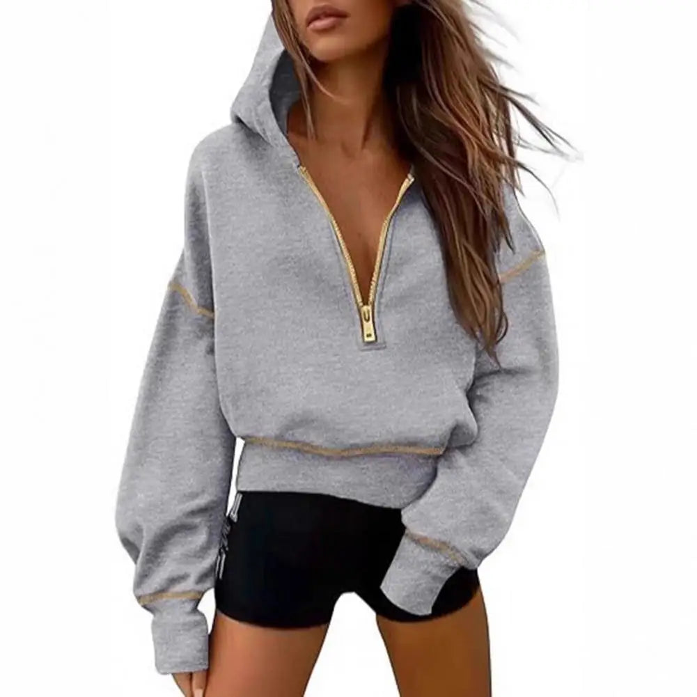 Women's lightweight cotton blend zip-up hoodie with cozy hood, casual fit, and front zipper closure