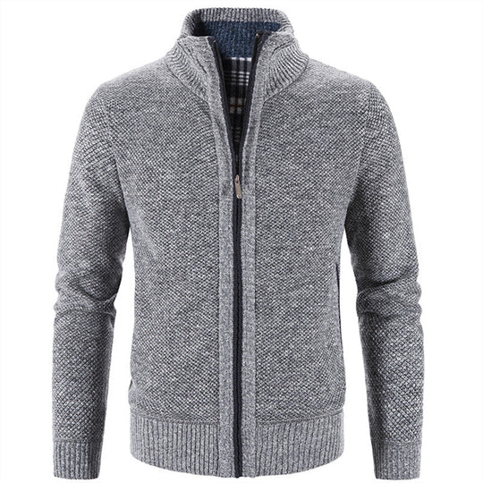 Men's cotton knit fleece jacket casual relaxed fit soft warm layering essential for everyday wear