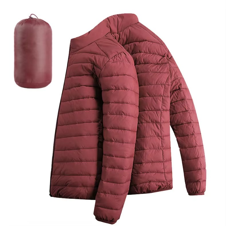 Men's lightweight hooded cotton down parka with zip pockets, slim casual cut for winter warmth