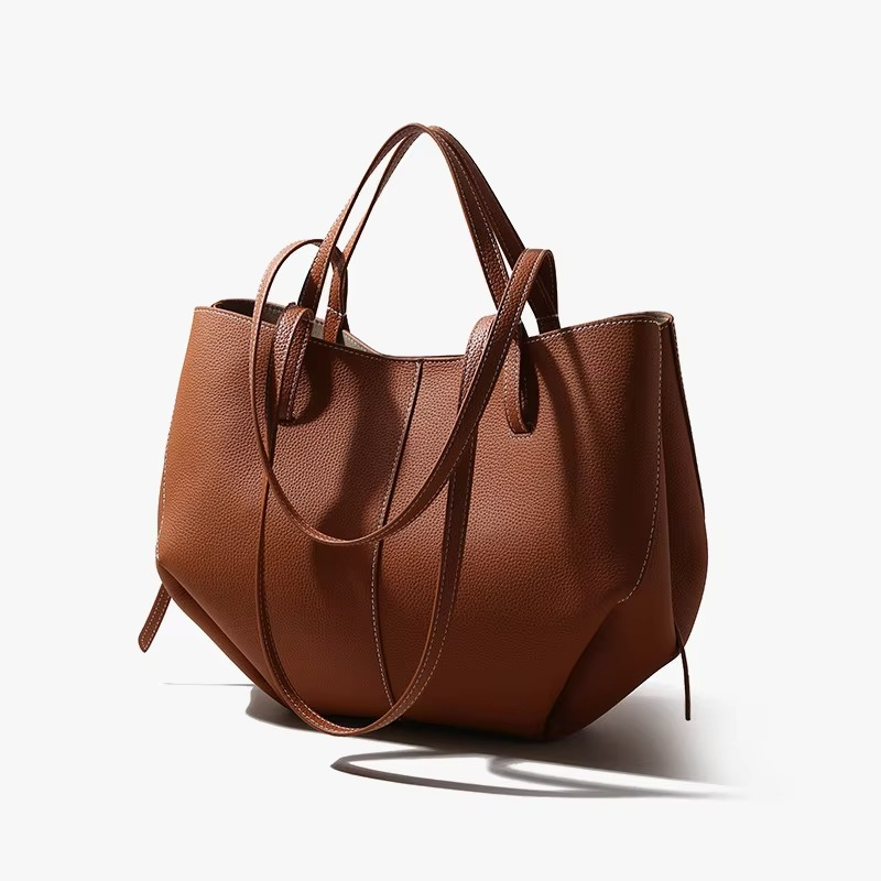 Urbann-Vibe genuine cow leather large tote bag for women, elegant everyday shoulder carry natural patina