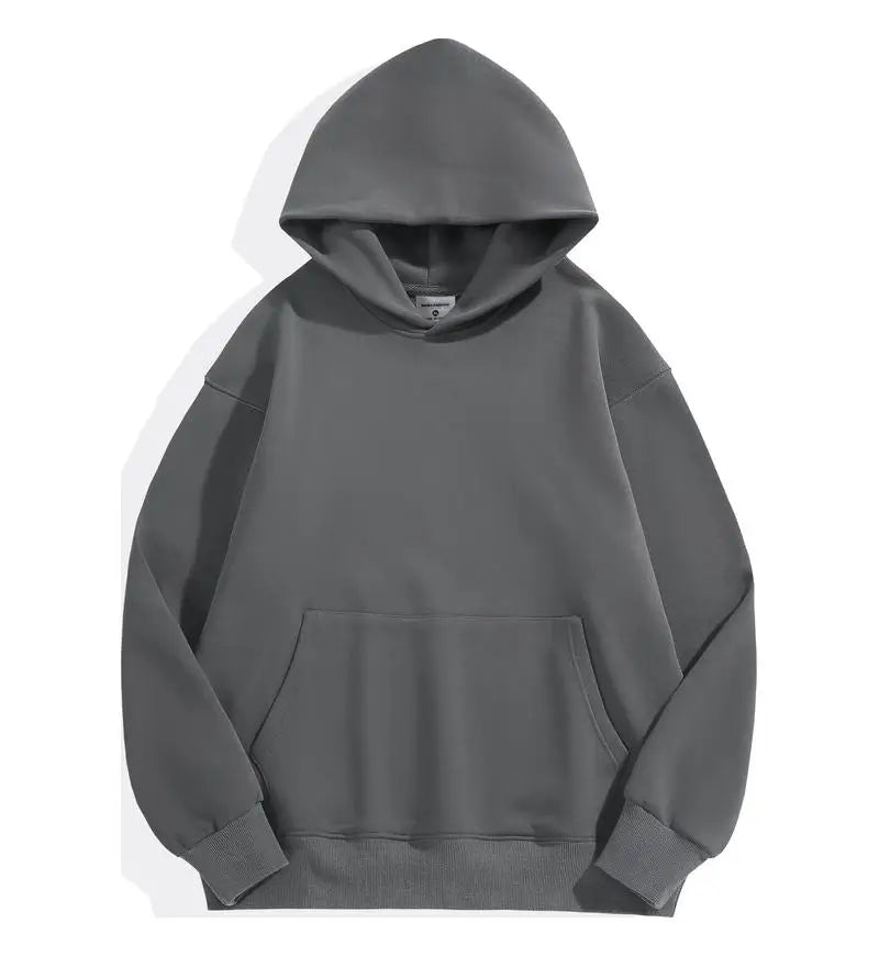 Men's heavyweight 500GSM thick cotton hoodie in cozy winter style, durable and warm pullover sweatshirt