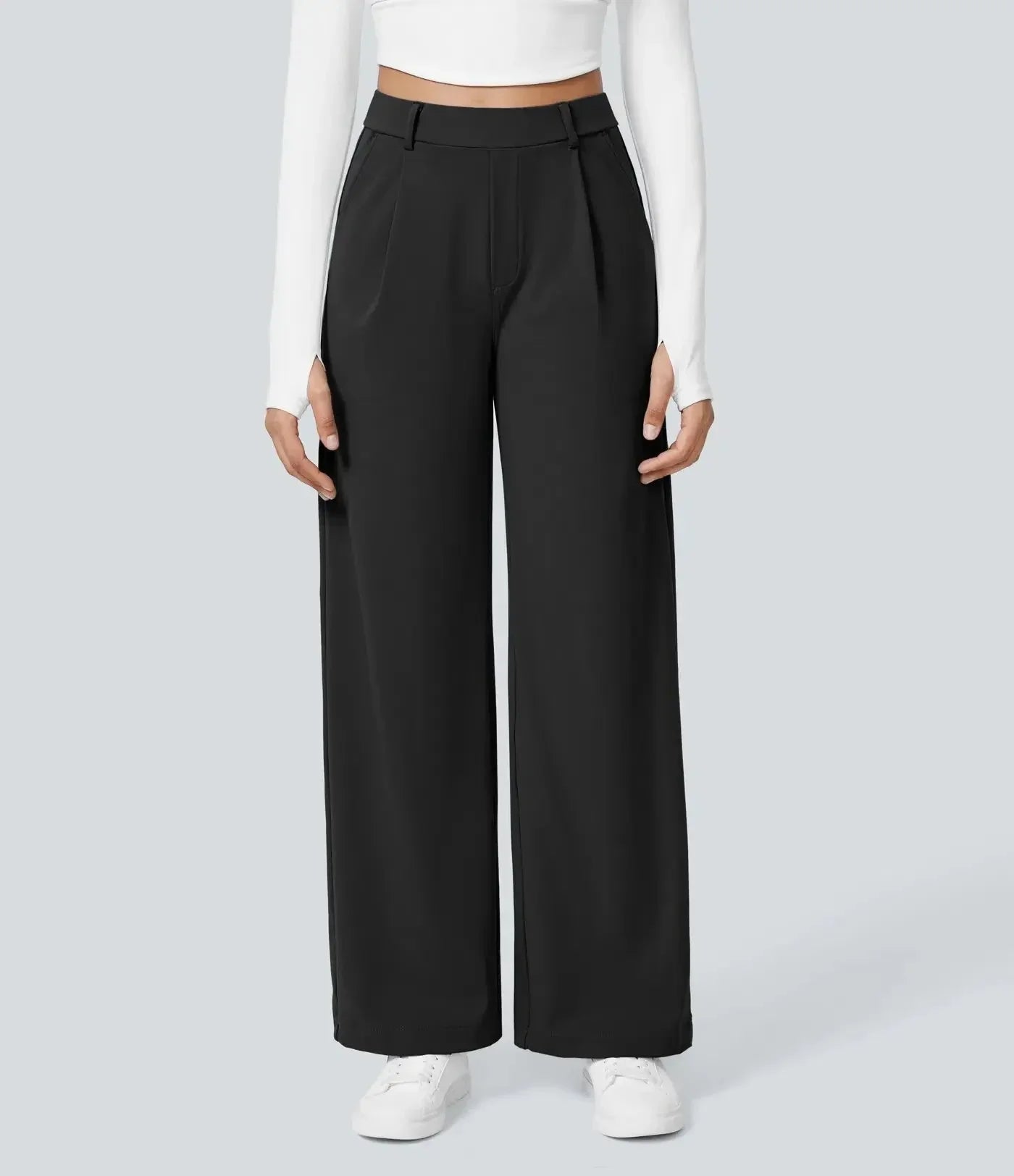 Donna wide-leg trousers high waist pleats tailored silhouette chic versatile office-to-evening style