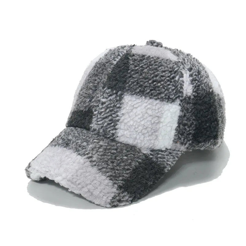 Rugged plaid sherpa winter cap with warm lumberjack-inspired exterior and adjustable fit for outdoorsmen