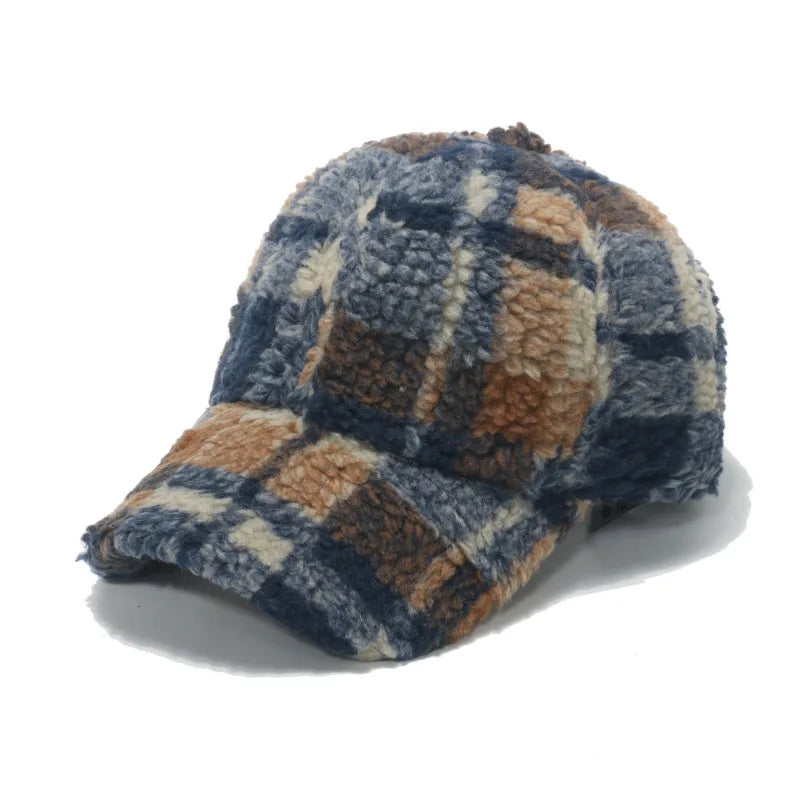 Rugged plaid sherpa winter cap with warm lumberjack-inspired lining and adjustable fit for outdoorsmen