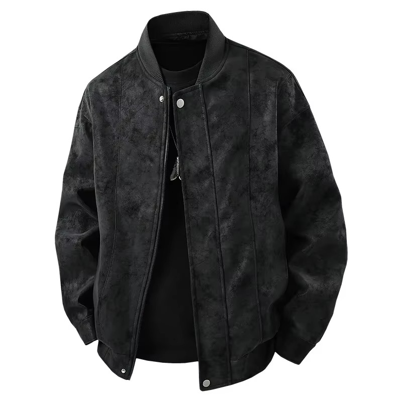 Men's lightweight faux leather jacket Hong Kong street style, breathable tailored cut spring layer