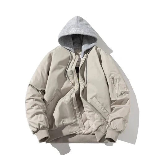 Men's olive green pilot bomber jacket modern rugged fit with ribbed cuffs sustainable easy care