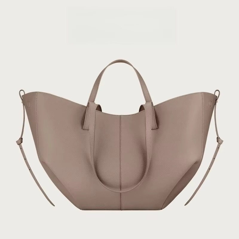 Women's large PU leather tote bag winged design elegant black work shoulder bag high capacity