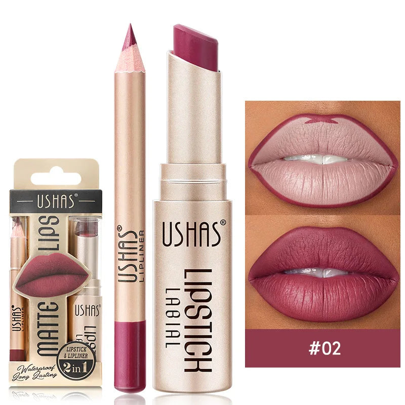 BE x Ushas matte lipstick and lip liner duo bold long-lasting pout sculpted defined lips
