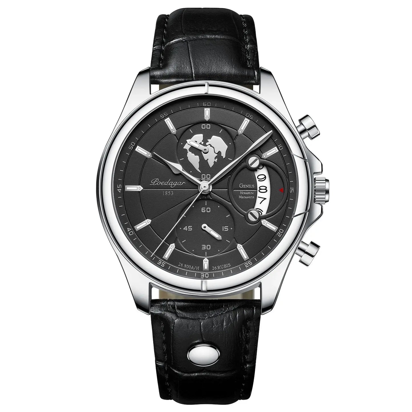 Daven men's stainless steel three-dial watch scratch-resistant bezel 3 ATM water resistance