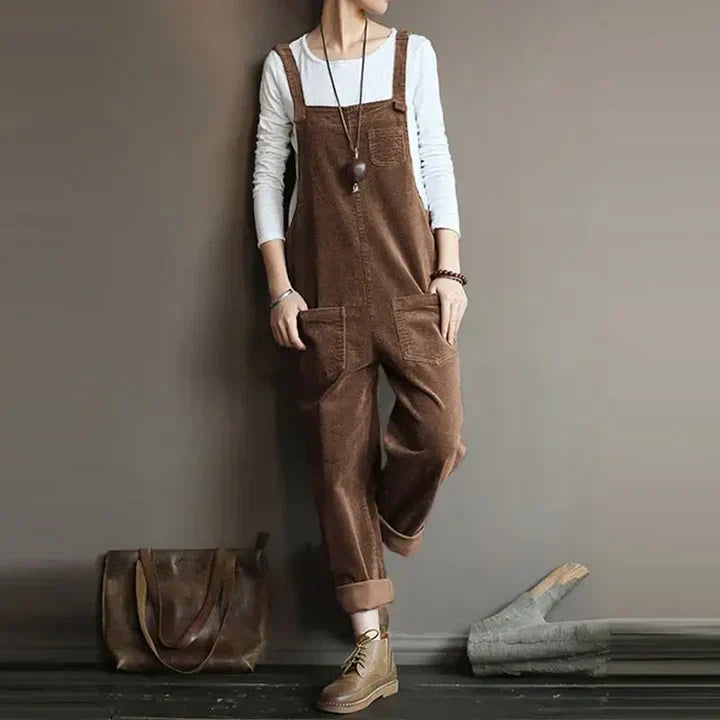 Women's relaxed fit blue denim overalls with adjustable straps for comfortable everyday wear