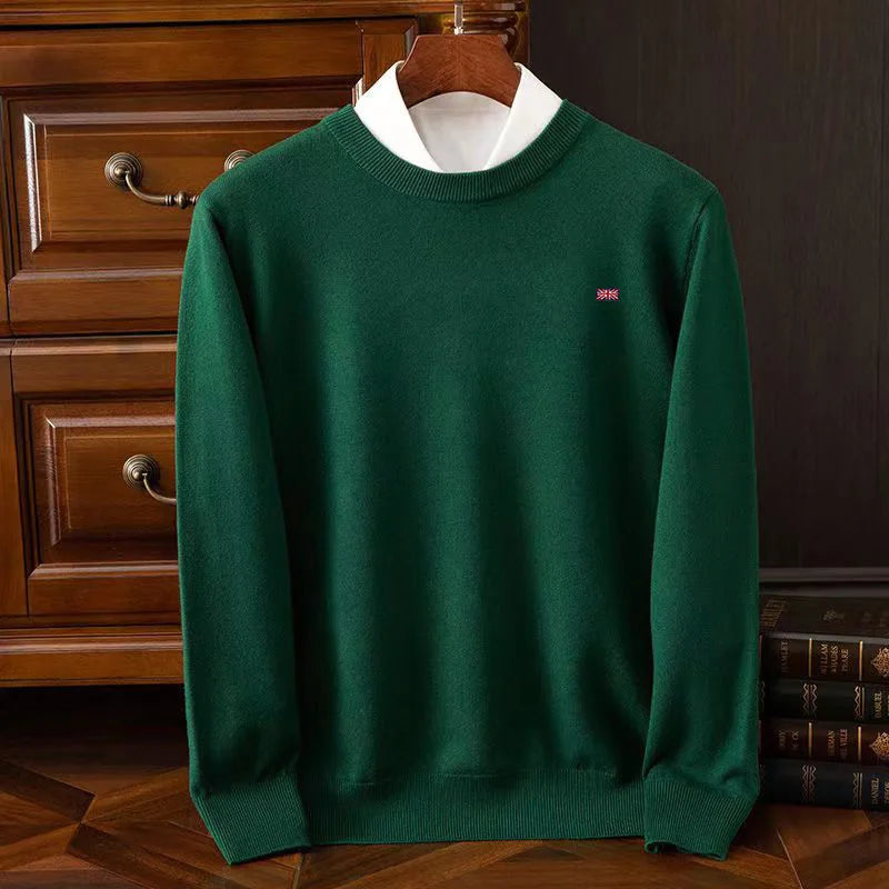 Lightweight crewneck knit sweater unisex smooth fine-knit texture ribbed details easy layering essential