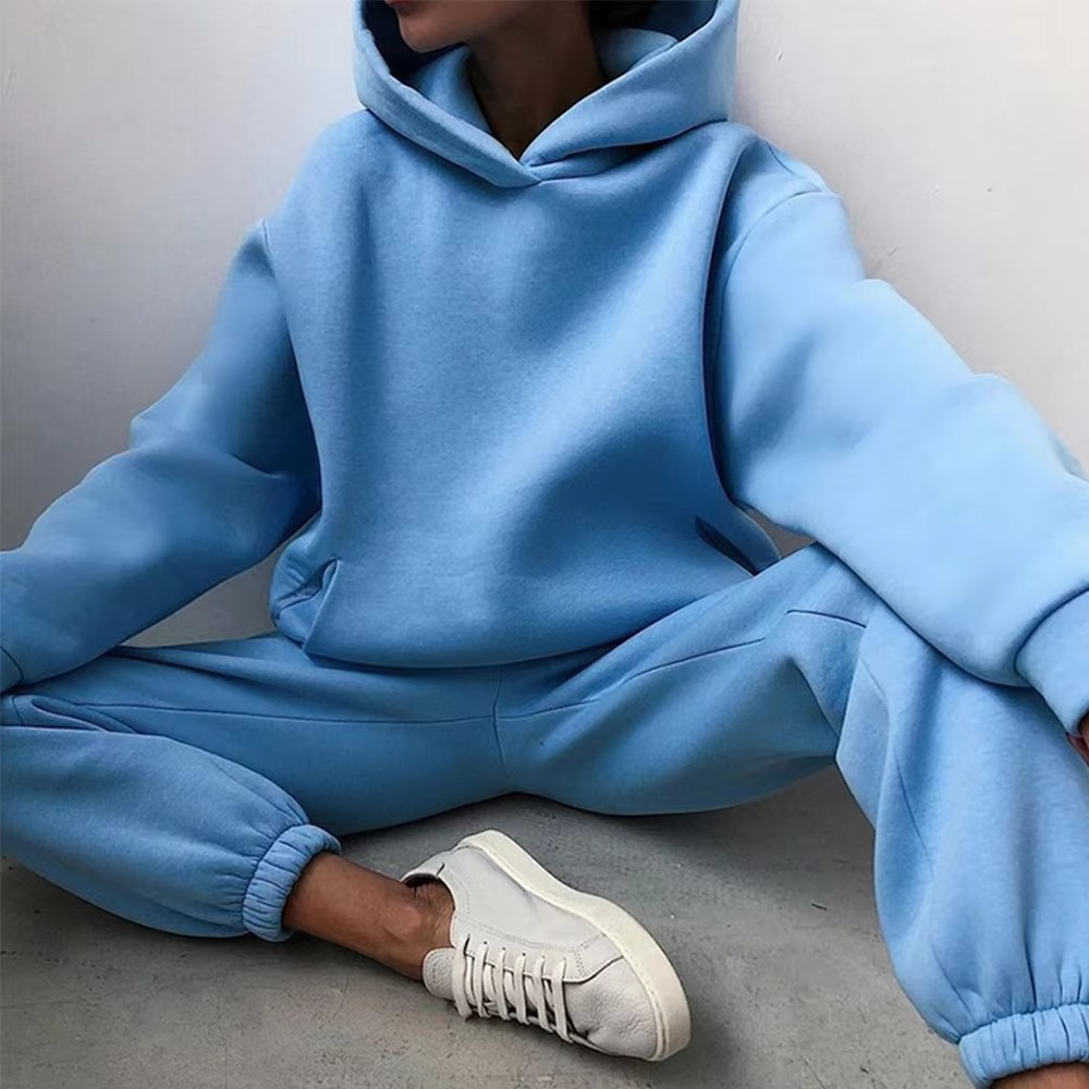 Women's soft cotton tracksuit set oversized hoodie matching joggers relaxed lounge fit everyday casual