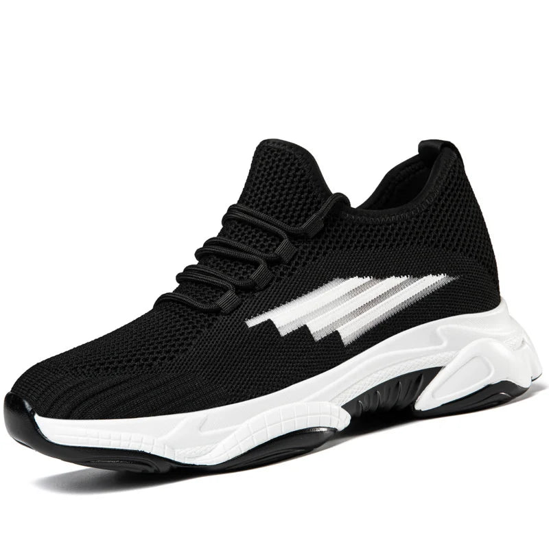 Lightweight breathable mesh graphic sneakers for runners with structured lace-up closure