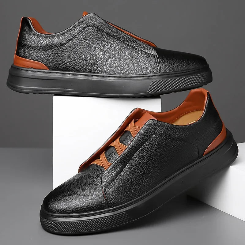 Men's white premium leather sneaker bold crossover lace design cushioned insole water resistant