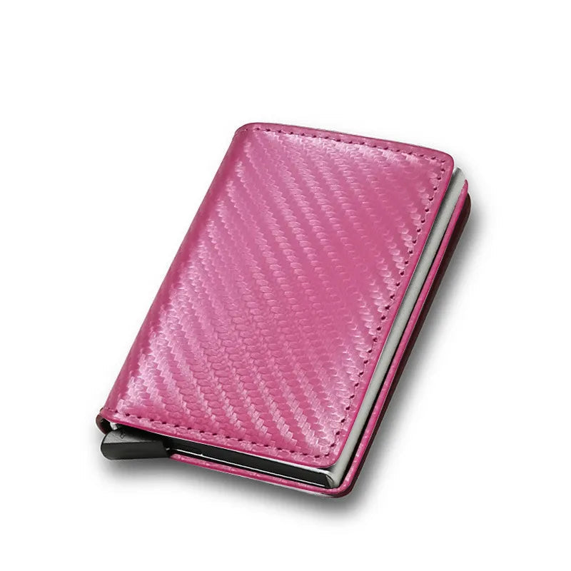 Urbann-Vibe men's slim minimalist card holder wallet carbon fiber pattern with card ejector