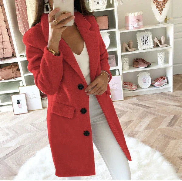 Women's elegant long windproof coat feminine silhouette autumn jacket for stylish layered looks