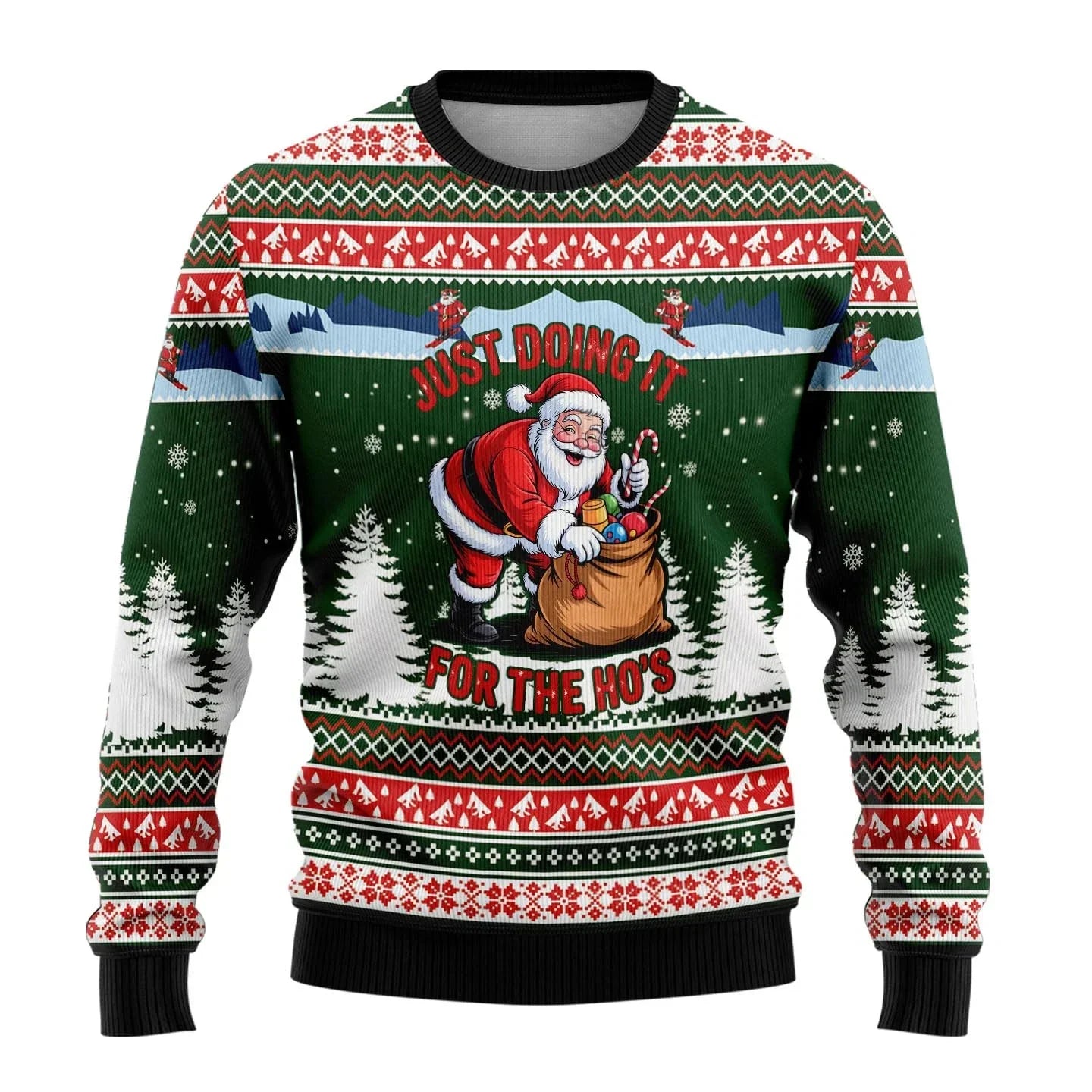 Men's red Christmas sweater classic fit with festive snowman print, perfect for holiday parties