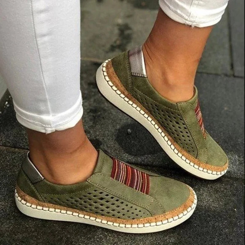 Women's slip-on sneakers breathable perforated upper cushioned sole everyday casual comfort shoes