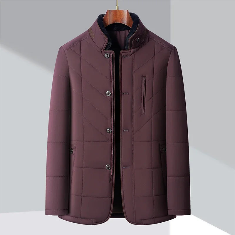 Slim insulated windbreaker jacket with geometric quilting pattern in sleek contemporary style