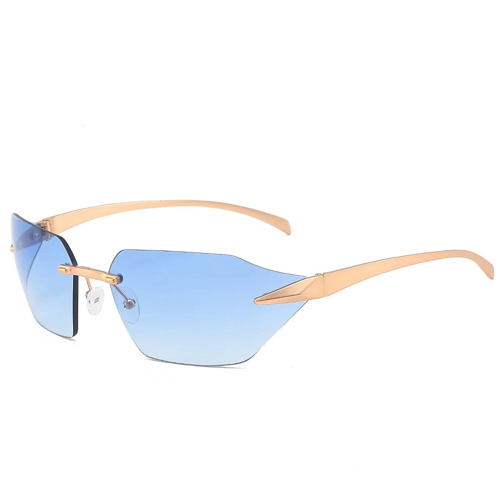 Vista Barcelona rimless sunglasses gold-tone frames lightweight UV protection fashion-forward adults