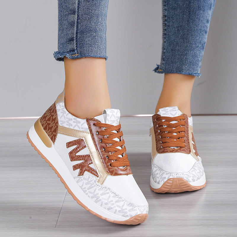 Women's low-profile breathable mesh sneakers in neutral tones, sleek minimalist silhouette for active daily wear