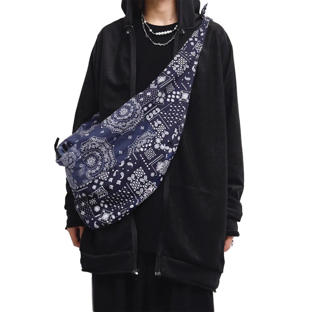 Bandana paisley crossbody tote bag durable cotton canvas zipper closure urban explorer style