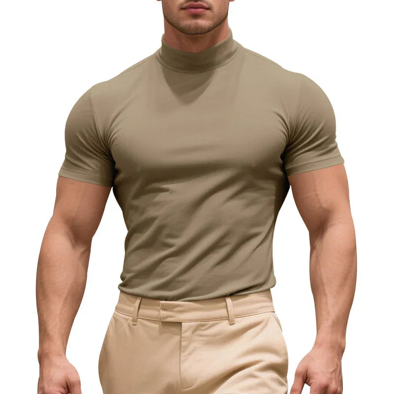 Men's slim fit white stretch cotton t-shirt with tailored silhouette and breathable everyday comfort