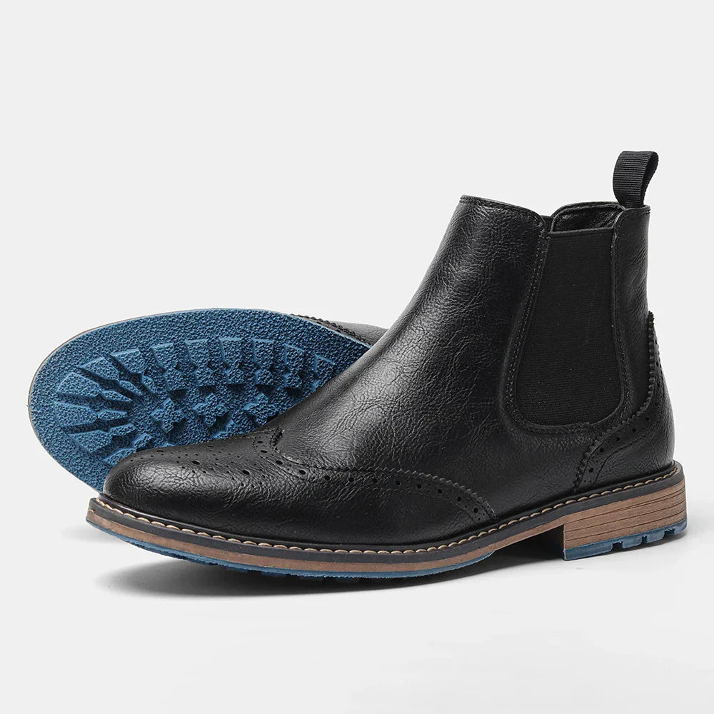Nathan men's classic Chelsea boots in leather with elastic side panels and durable leather sole