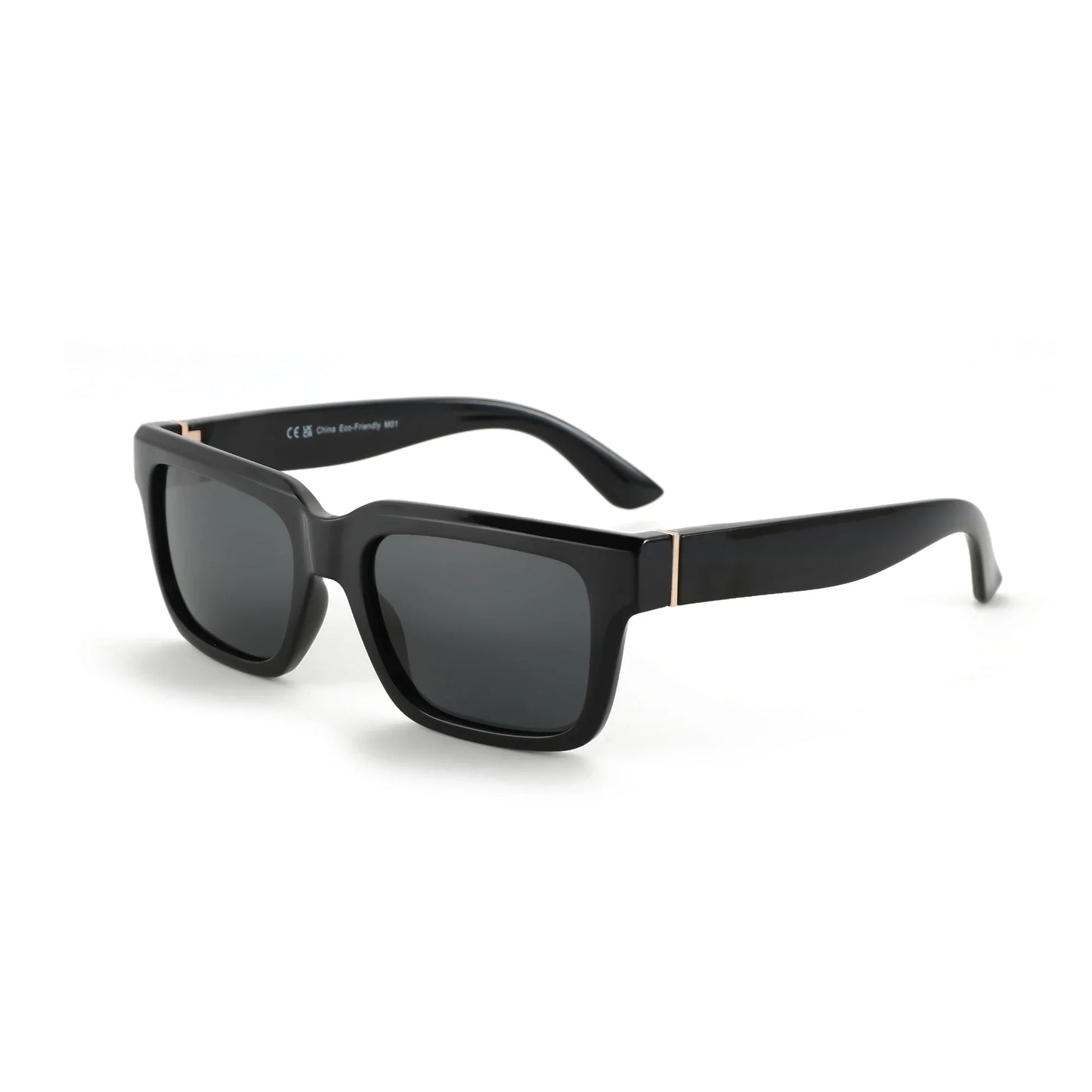Zuniga bold chunky black frame polarized sunglasses UV400 gradient lens gold accent