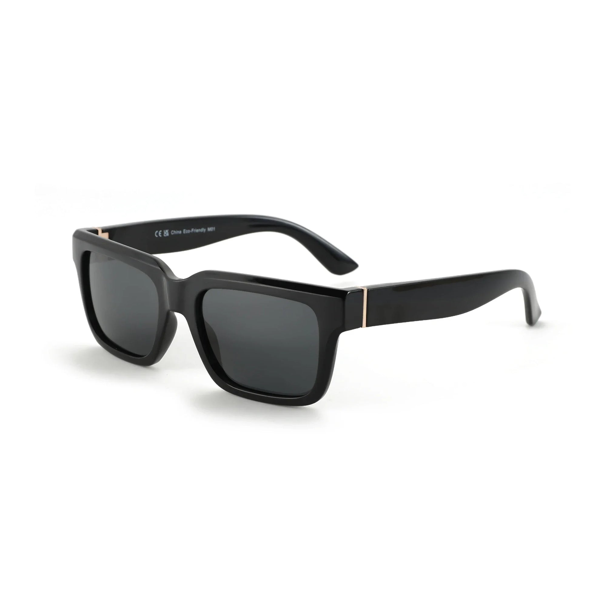 Zuniga bold chunky black frame polarized sunglasses UV400 gradient lens gold accent