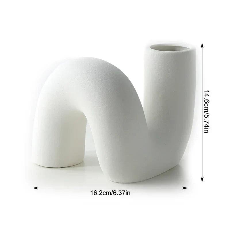 Stellan modern ceramic abstract vase, sculptural contemporary silhouette for floral displays and home decor