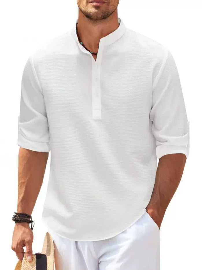 Markus men's white elegant summer shirt relaxed fit breathable fabric smart casual formal