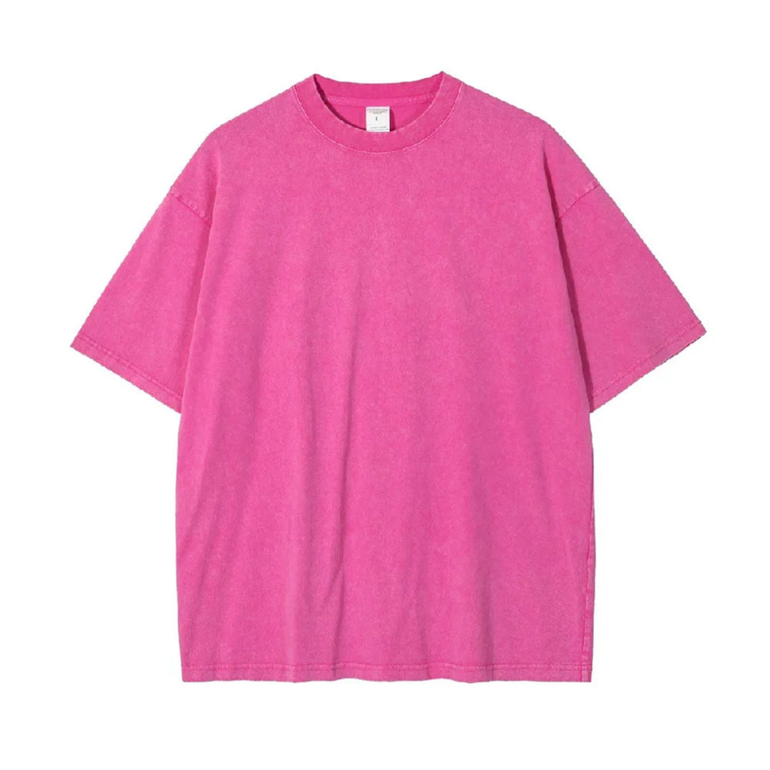 Vintage washed distressed oversized cotton tee drop shoulder loose fit unisex casual wear