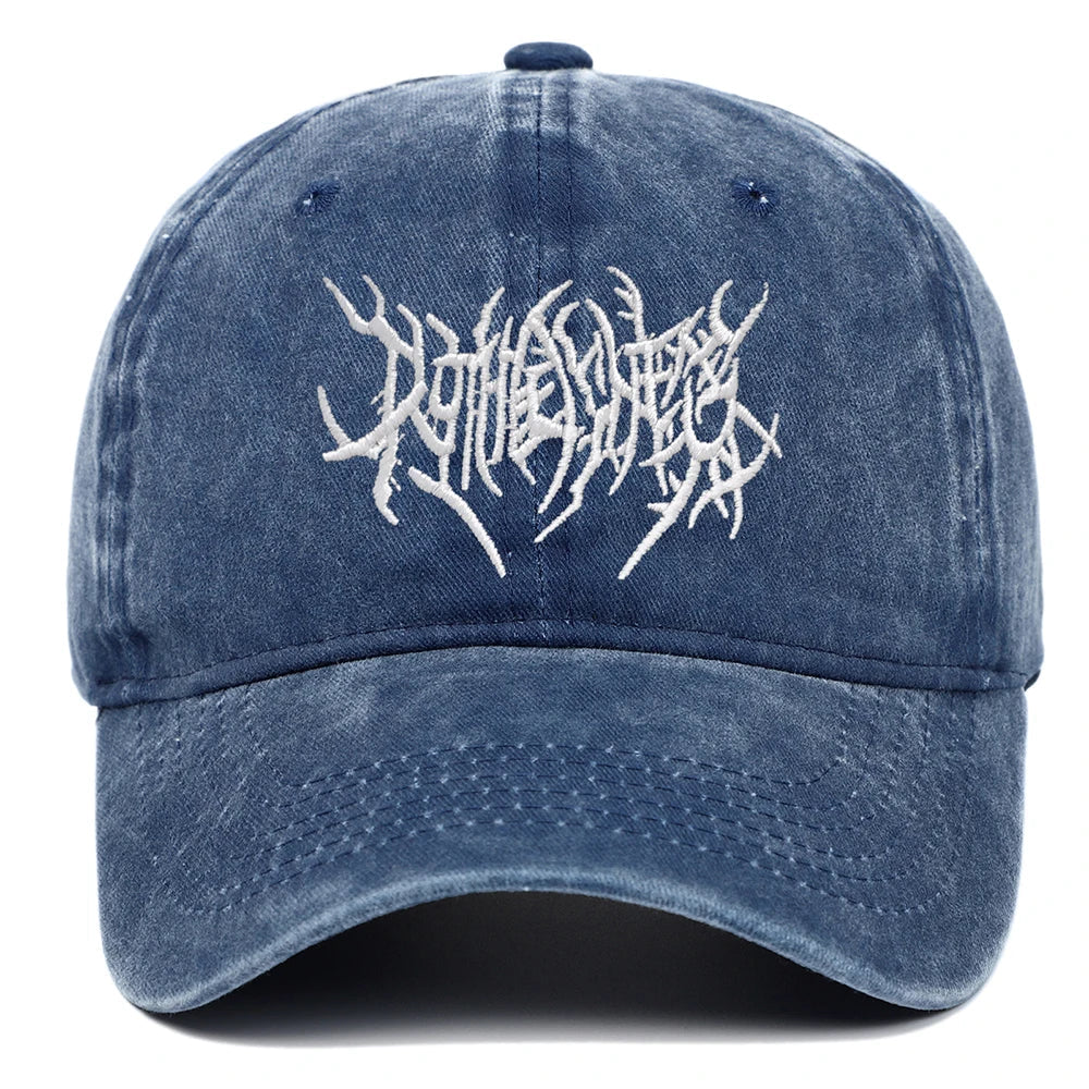 Onyx distressed baseball cap retro washed cotton streetwear hat with embroidery adjustable strap