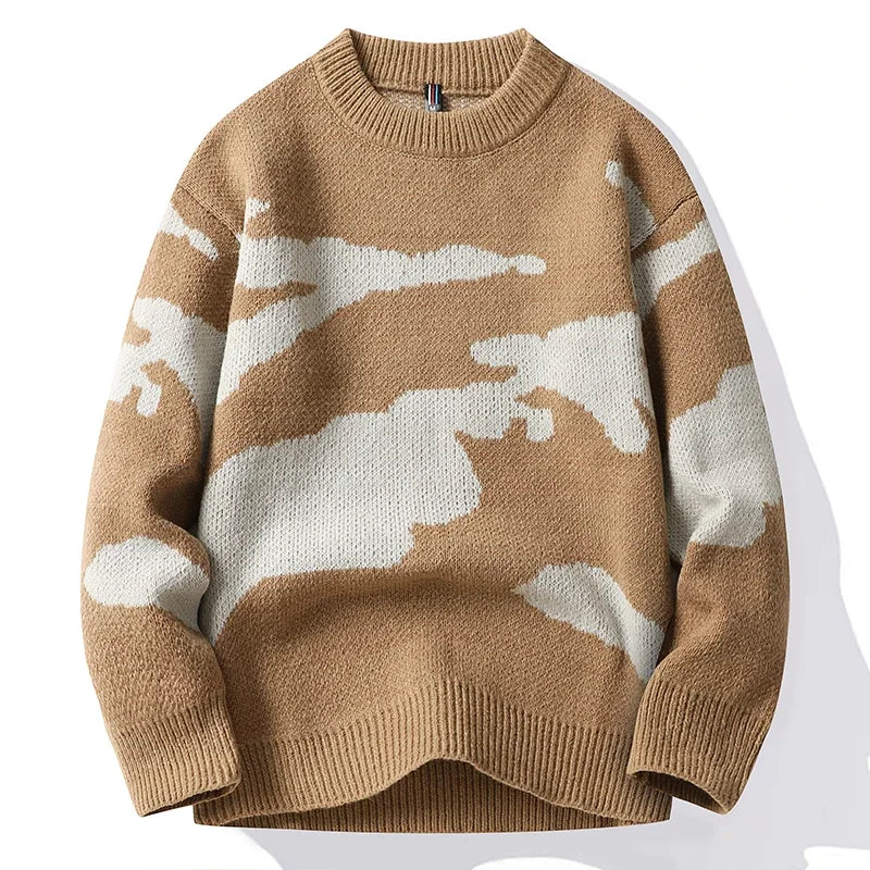 Nimbus long sleeve knit sweater with soft cloud pattern, breathable premium fabric for casual layering