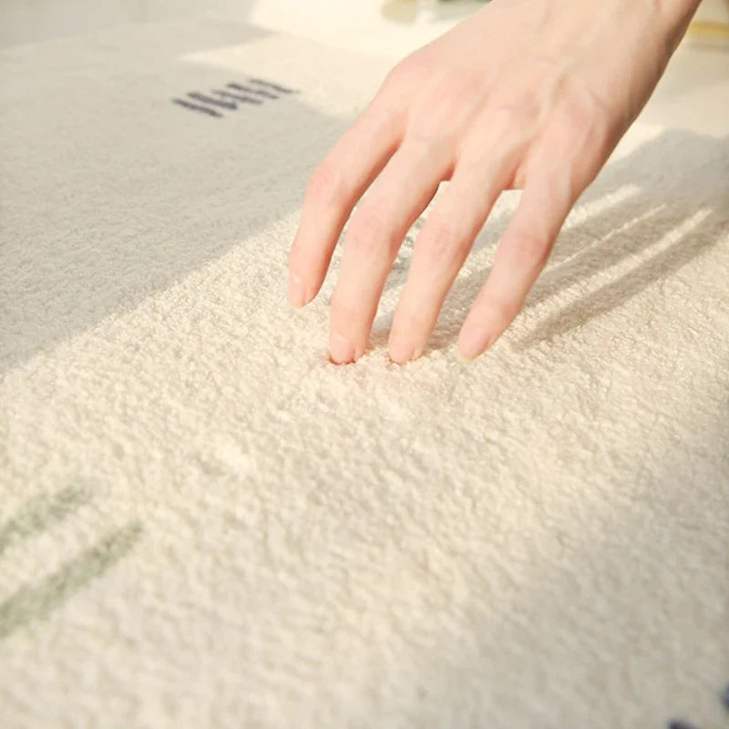 Cream fluffy large area rug thick plush pile soft cloud texture for living rooms and bedrooms