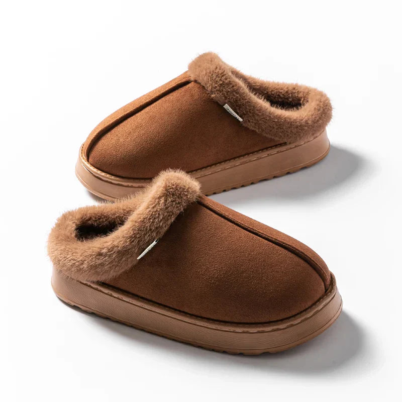 Plush faux fur slippers lightweight breathable non-slip sole cozy indoor footwear for cold mornings