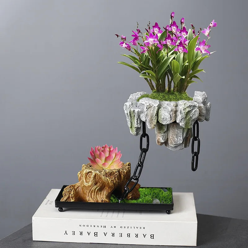 Myra levitating handcrafted stone bonsai pot zen decor magnetic floating planter timeless natural texture