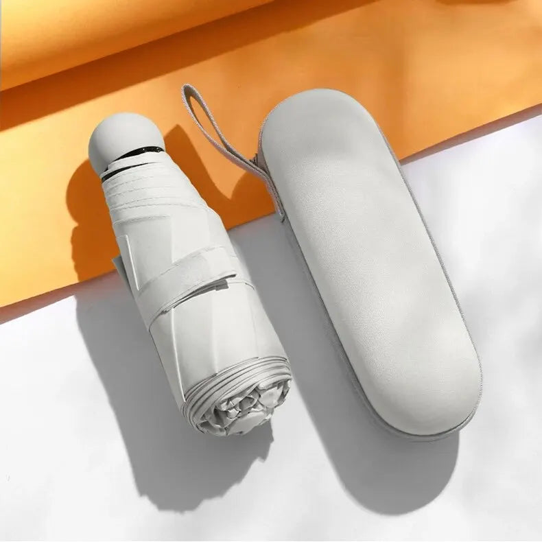 Mini capsule umbrella ultra-portable UV sun rain shield compact travel size fits pocket or purse