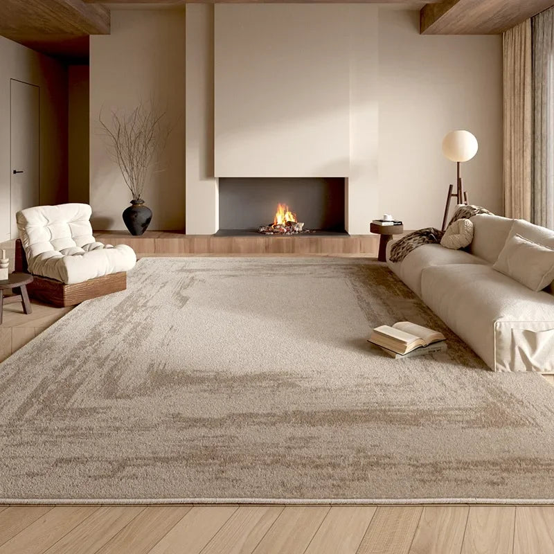 Maillard oversized brown plush living room rug with cloud-soft luxury texture for home decor